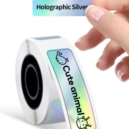 D30 Labels - D30 Thermal Self-Adhesive Label, 3/8"× 1 1/2" (12mm×40mm), 100 Labels/Roll, Compatible with Phomemo D30 Label Maker, Holographic Silver