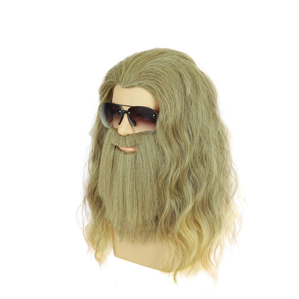 Long Gold Curly Men Wigs Thor Endgame Mustache Heat Resistant Synthetic Wig for Halloween Cosplay Anime Costume Party - Image 3