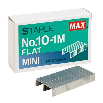 MAX No.10-1M Flat Staples – 1,000 Mini Staples per Box for Compact Staplers – Precise, Smooth, and Jam-Free – Ideal for Office, School, and Home