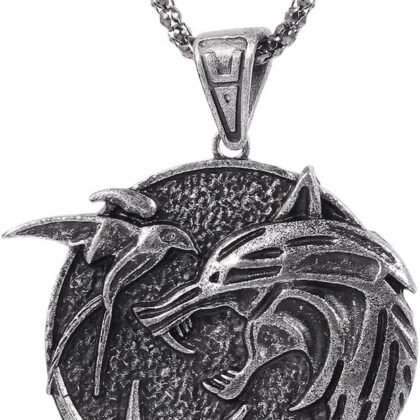 Witcher Necklace for Men Wolf Necklace for Men Witcher Medallion Necklace Wolf Jewelry Gifts for Men