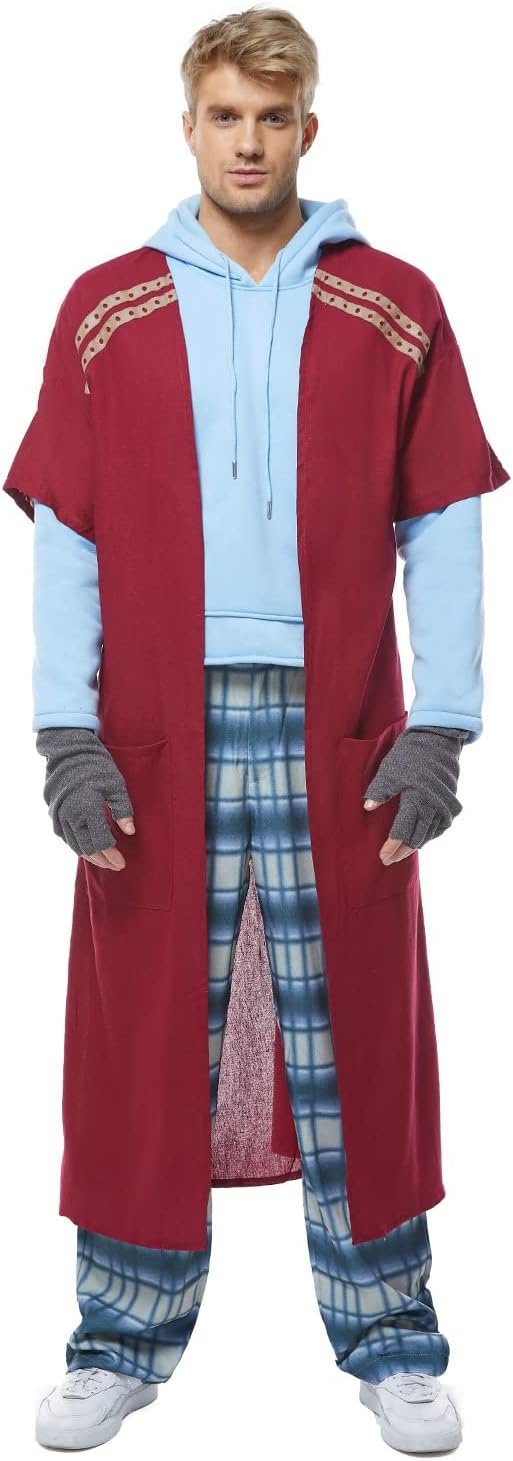 Feeriay Fat Mens Costume Super Hero Cosplay Hoodie Pants Cloak Coat Outfits for Adults Men Halloween