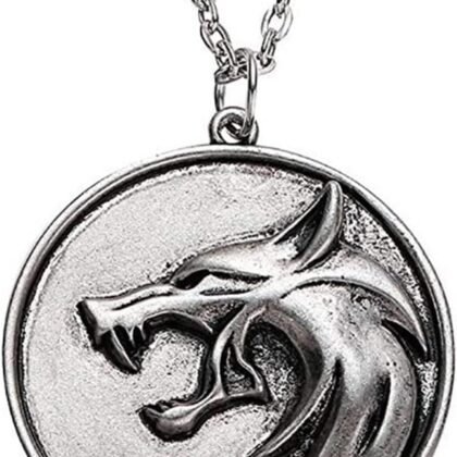 Witcher Medallion Necklace Witcher Necklace for Men Geralt of Rivia Wolf Necklace for Men Wild Hunt Wolf Jewelry for Men Witcher Costume Accessories
