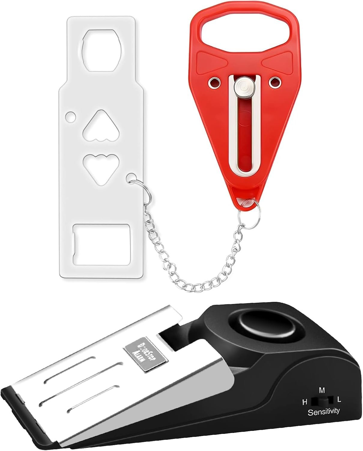 Portable Door Lock & Door Stop Alarm Set, Dual Protection for Privacy and Safety in Home Door Lock Kit, Door Alarm with 120dB Siren for Travel, Hotel, Apartment, College, Home