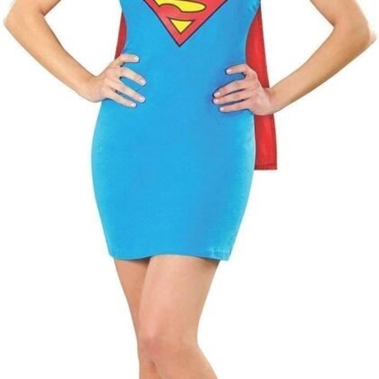 Rubie's DC Comics Justice League Superhero Style Adult Dress with Cape Supergirl, Blue, Small Costume