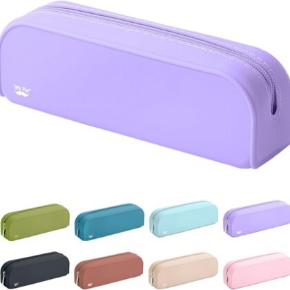 Mr. Pen- Silicone Pouch, Aesthetic Purple Pencil Bag, Small Makeup Pouch
