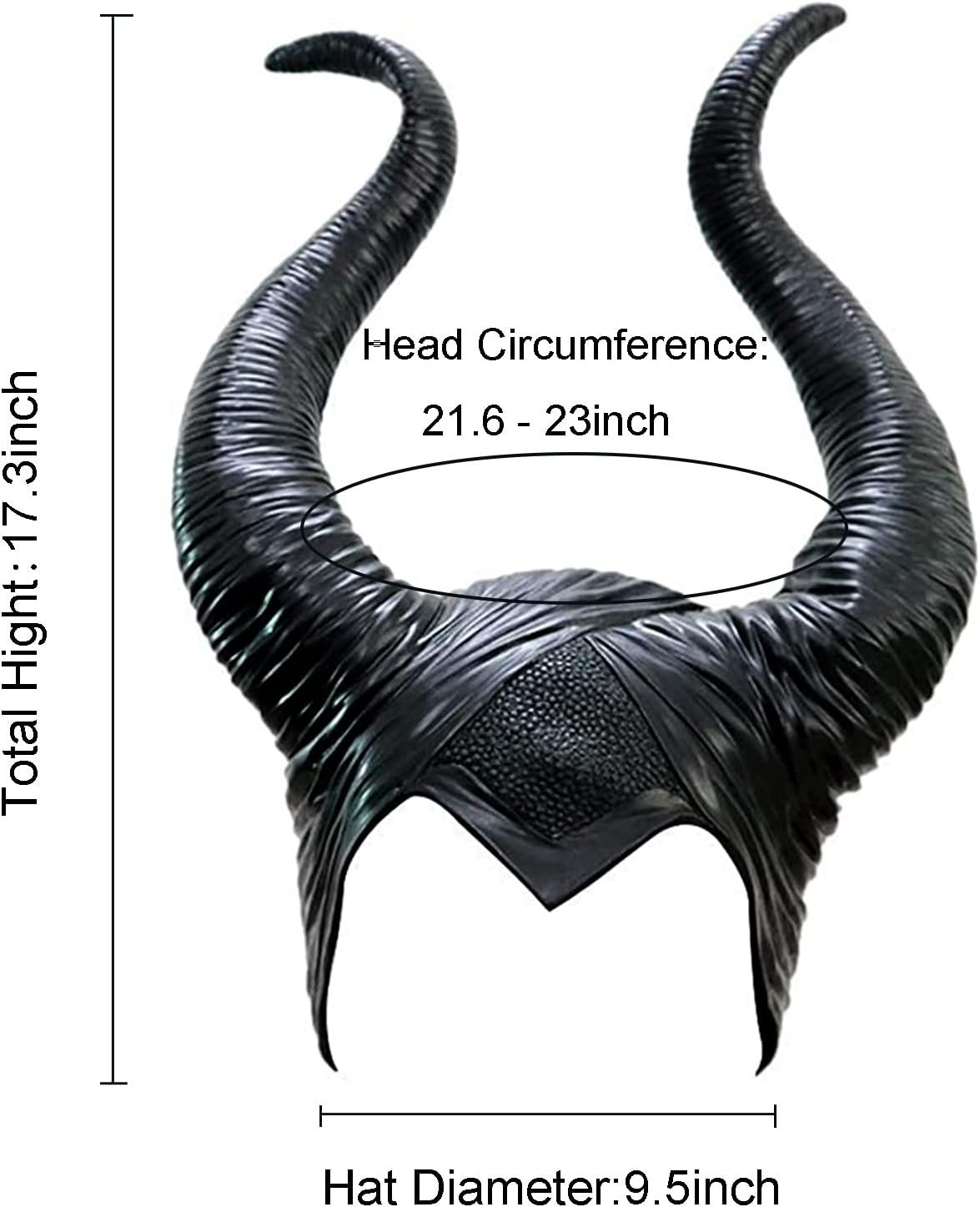 Uranshin Halloween Maleficent Costume - Black Long Women's Horns Queen Hat, Deluxe Magic Witch Headpiece Headdress for Women Adults - Image 2