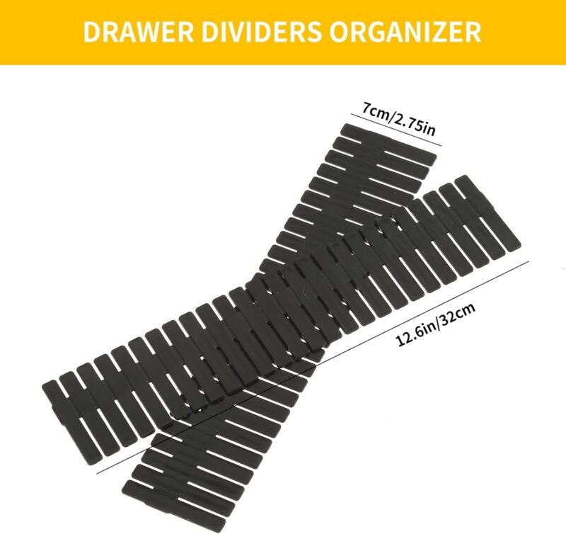 Qozary 42 Pack Adjustable Drawer Organizer Dividers for Socks, Underwear, Makeup, Kitchen, Dresser - Image 2