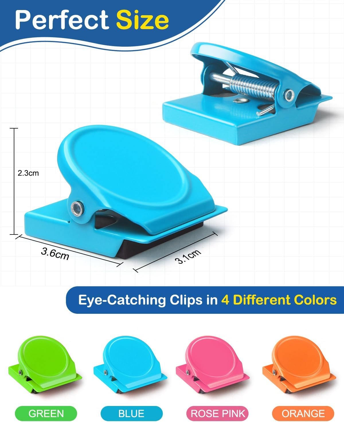 VICNOVA Magnetic Clips, 24 Pieces Magnetic Metal Chip Clips Fridge Magnets Refrigerator Whiteboard Locker Magnets Heavy Duty Clip Classroom Organization Teacher Must Haves School Supplies Accessories - Image 2