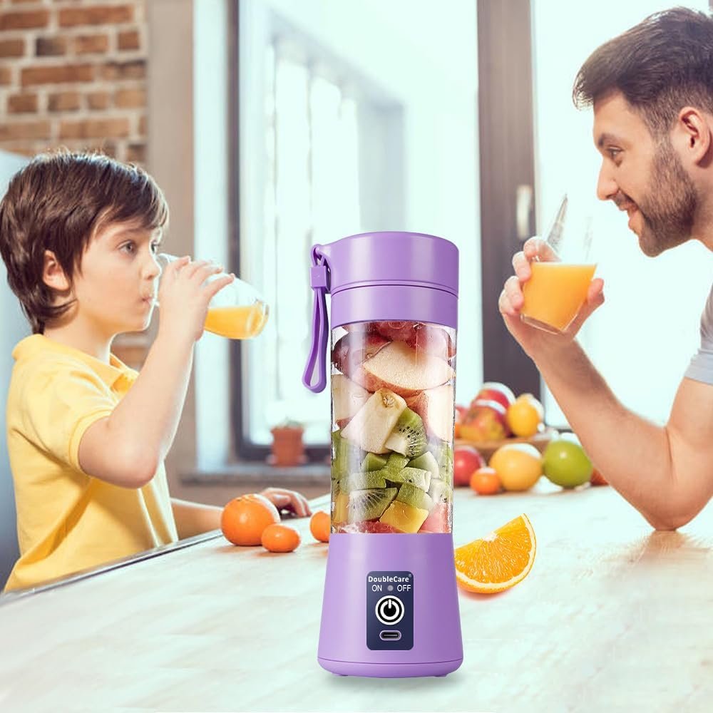 Portable Blender Cup,Electric USB Juicer Blender,Mini Blender Portable Blender For Shakes and Smoothies, juice,380ml, Six Blades Great for Mixing,light purple - Image 8