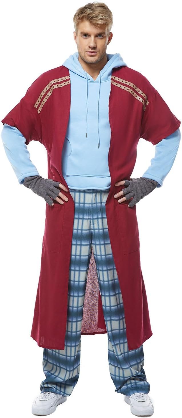 Feeriay Fat Mens Costume Super Hero Cosplay Hoodie Pants Cloak Coat Outfits for Adults Men Halloween - Image 4