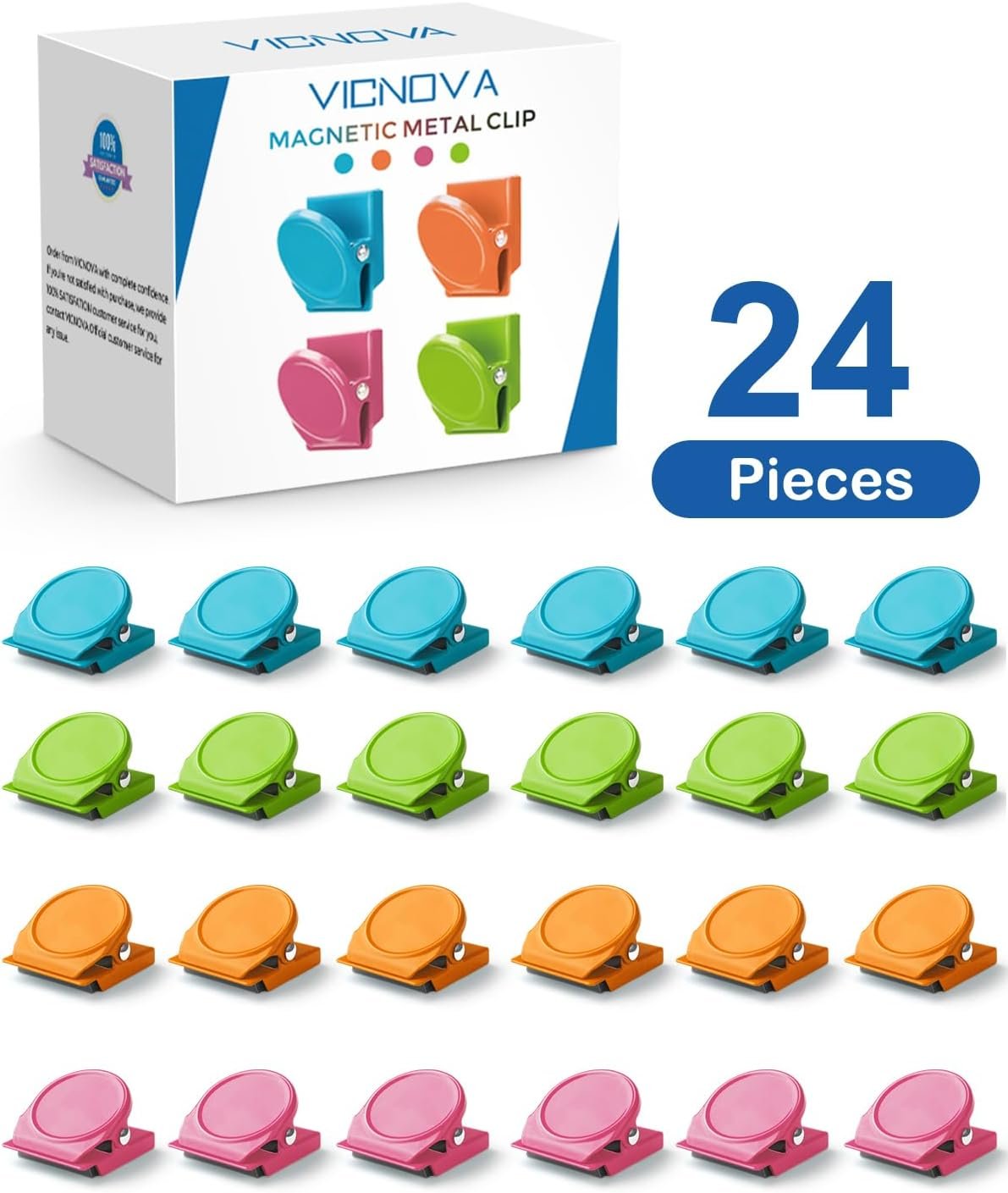 VICNOVA Magnetic Clips, 24 Pieces Magnetic Metal Chip Clips Fridge Magnets Refrigerator Whiteboard Locker Magnets Heavy Duty Clip Classroom Organization Teacher Must Haves School Supplies Accessories - Image 7