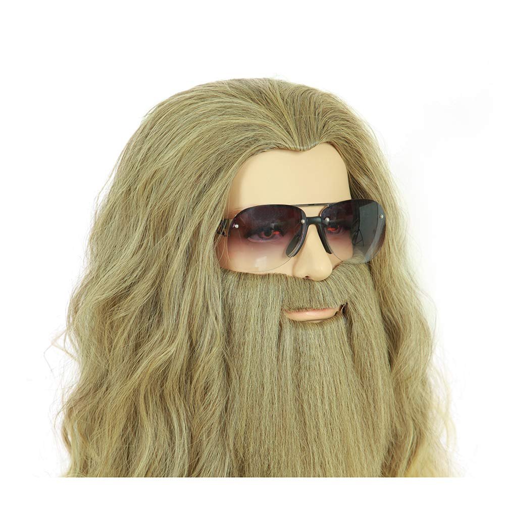 Long Gold Curly Men Wigs Thor Endgame Mustache Heat Resistant Synthetic Wig for Halloween Cosplay Anime Costume Party - Image 5