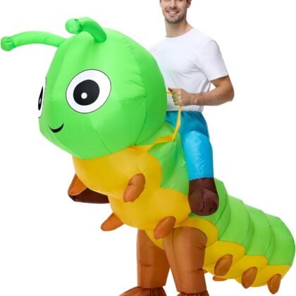 Inflatable Costume For Adults,Inflatable Caterpillar Riding Costume,Halloween Blow up Costume for Women Men Cosplay Parties