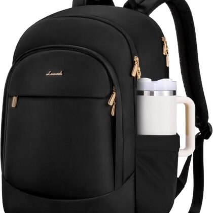 LOVEVOOK Laptop Backpack for Women, 15.6 Inch Work Backpack Purse, Large Capacity Stylish Daypack, Business Computer Bag, Travel Backpack for College, Black