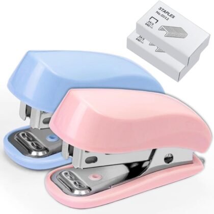 Mini Stapler - Cute Desk Stapler with 1280pcs Standard Staples and Staple Remover for Office & School Supplies (Blue & Pink)