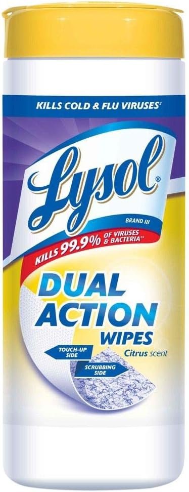 Lysol, Dual Action Complete Clean Disinfecting Wipes, White, 75 Count, Citrus, 450 Count, (Pack of 6)