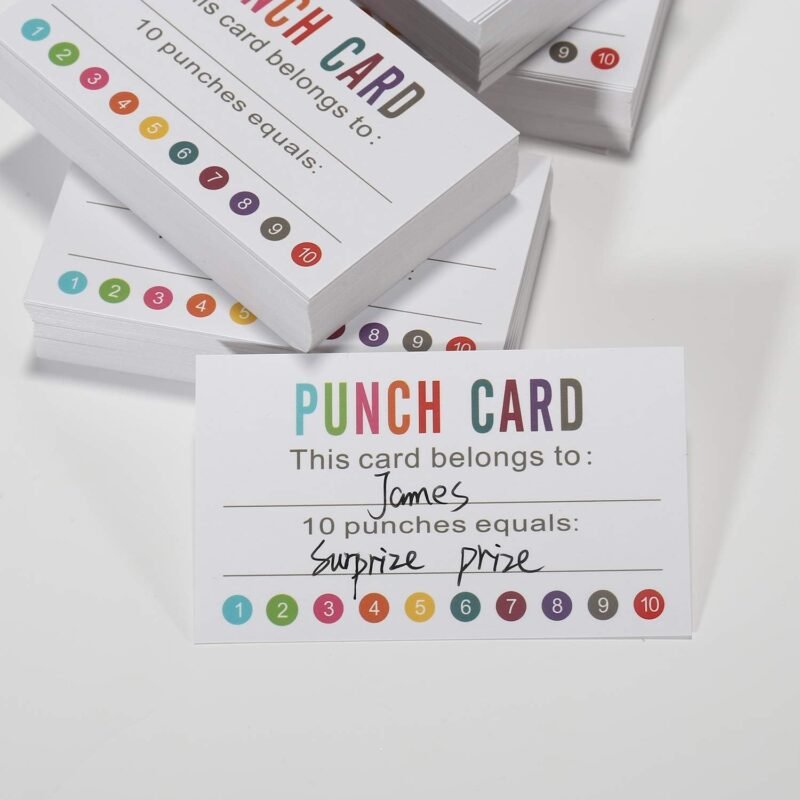 ONEDONE Punch Cards (Pack of 200) Reward Punch Cards for Classroom Behavior Incentive Awards for Kids Students Teachers Home Classroom School Business Loyalty Gift Card - 3.5" x 2" - Image 6