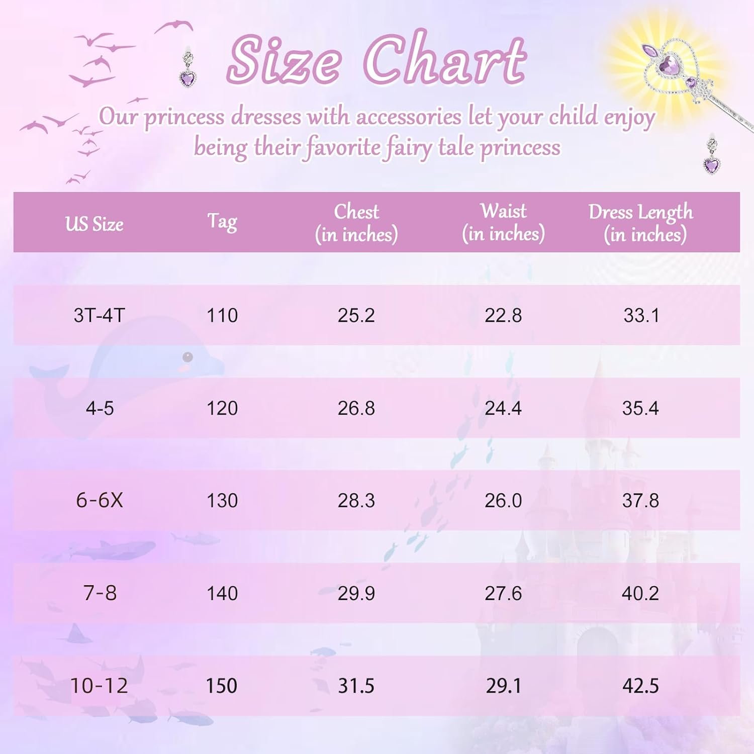 Mermaid Costume for Girls 3-12 - Princess Dresses with Accessories - Ideal Little Mermaid Dress Up Set for Girls - Image 4