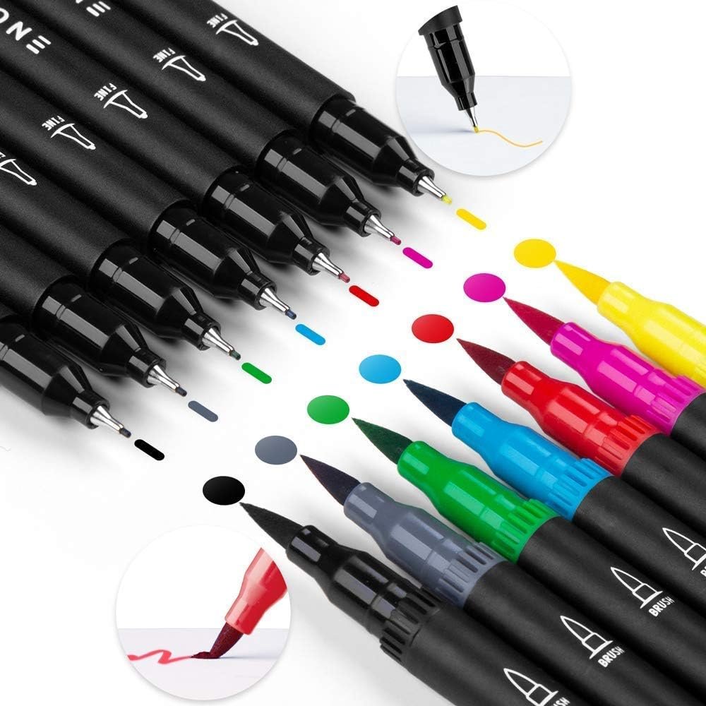 Mogyann Markers for Adult 100 Colors Dual Tip Pens with Fine and Brush Tip for Coloring and Calligraphy Drawing - Image 4