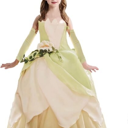 Princess Tinker Bell Halloween Costume for Girls, Birthday Party Fairy Dress Up, Special Occasion Dress with Wings