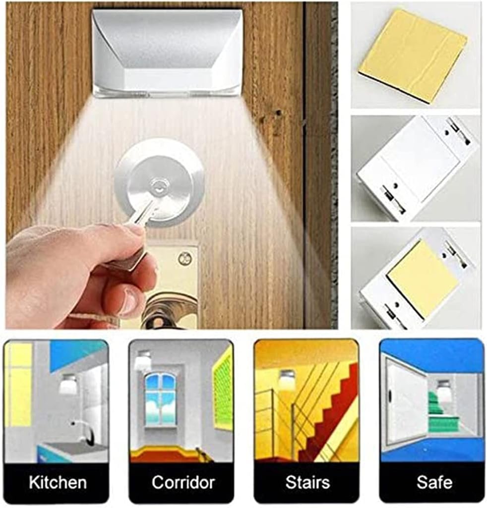 LENMO Keyhole Light Lamp Battery Operated PIR Infrared IR Wireless Auto Sensor Motion Detector Door Keyhole with 4 LED Bulbs Light Lamp Tap Lights LED Night Light for Key Hole/Door Lock - Image 2