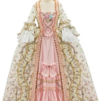 Willyacos French Queen Costume Marie Antoinette Dress Floral 18th Century Victorian Dress Women's Rococo Medieval Ball Gown