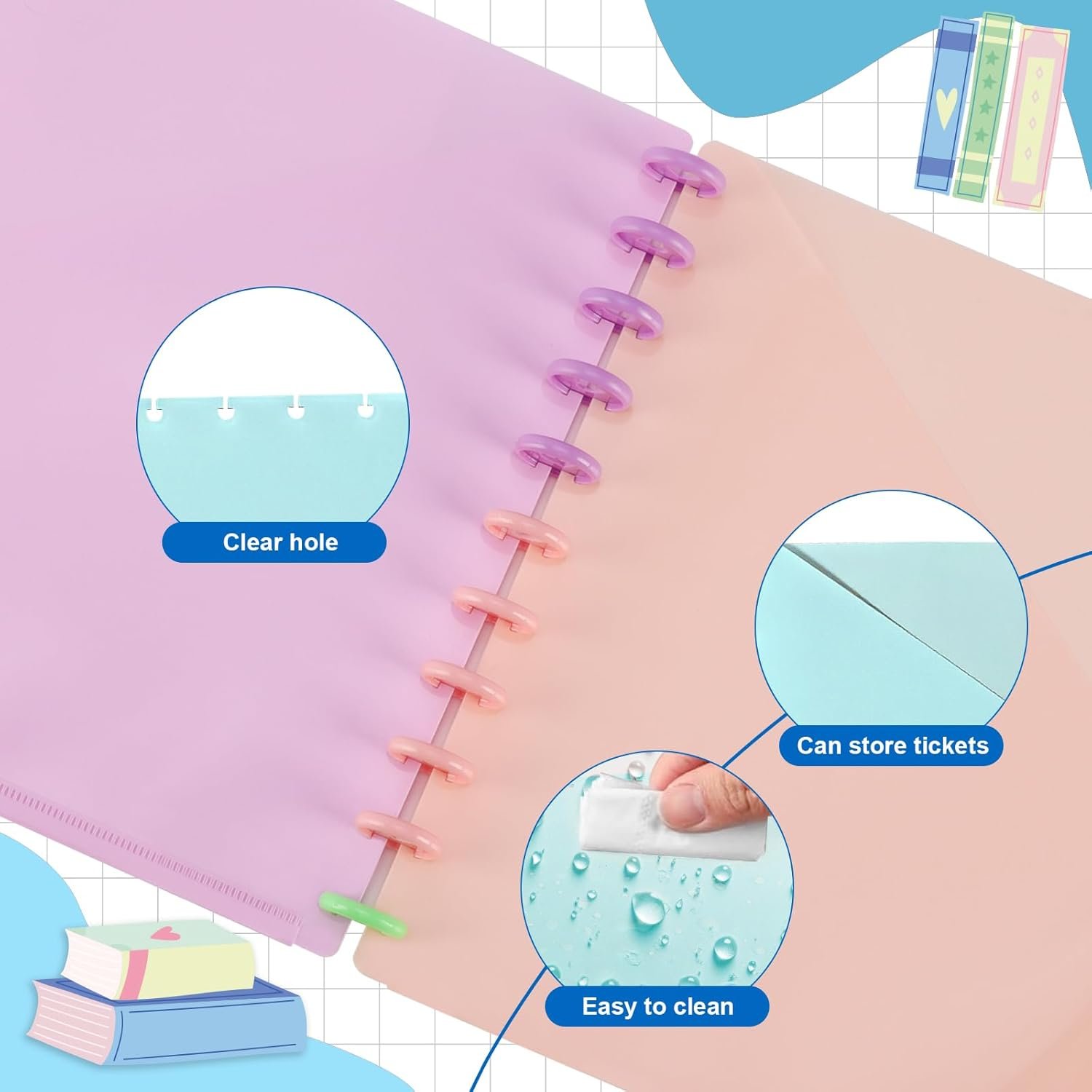 10 Pcs Discbound Letter Size Planner with 9.3 * 11inch Dividers and Pockets - 11 Disc Planner Folder Binder - Image 5