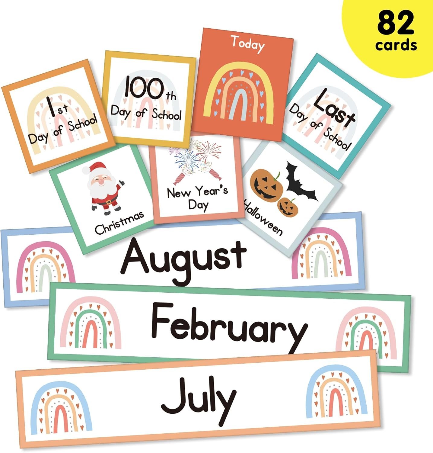 Eamay Rainbow Colorful Calendar Pocket Chart for Kids,Preschool Kindergarten Classroom Elementary Must Haves,Classroom Decorations Decor,Homeschool Teacher Supplies,Back to School Supplies - Image 3