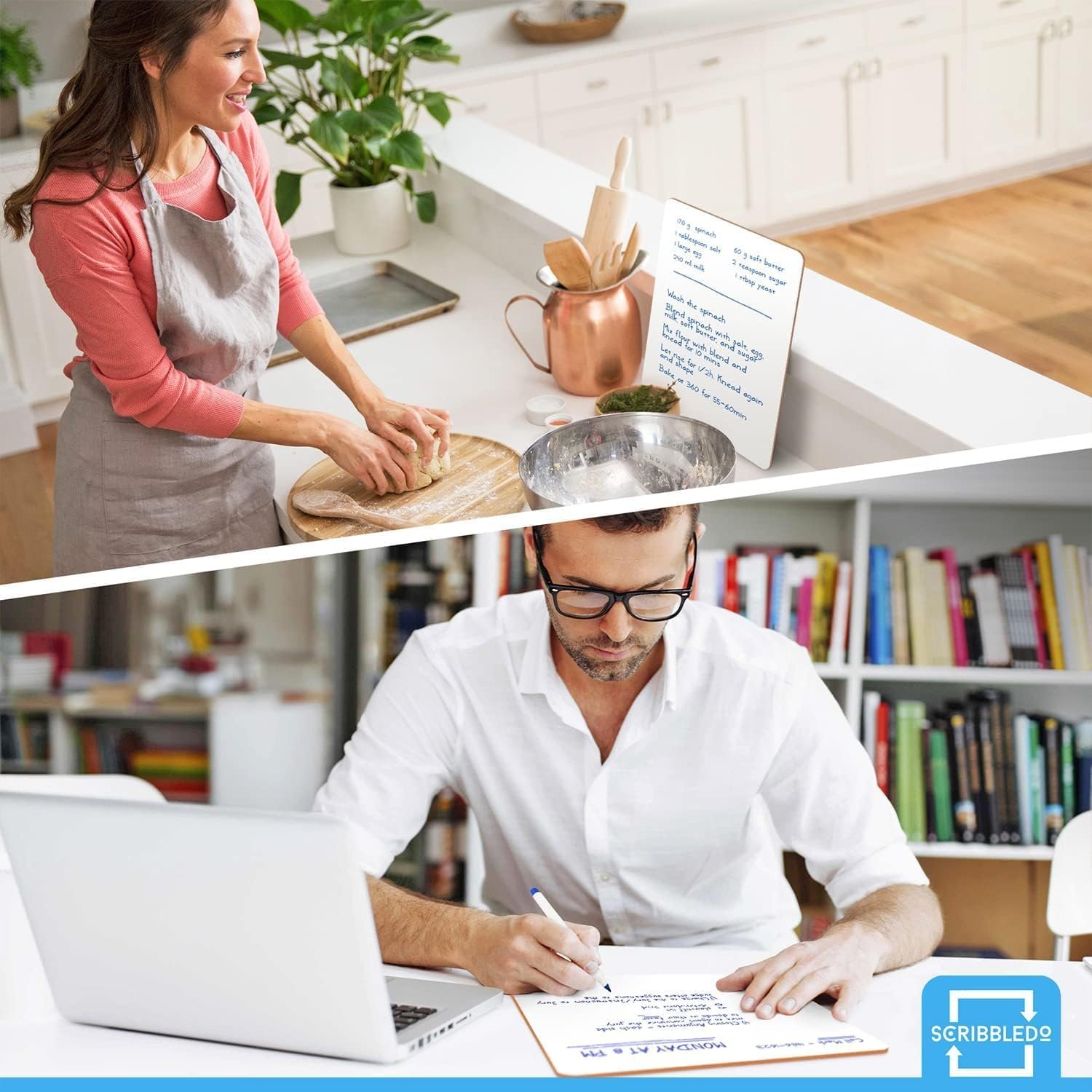 Scribbledo 2 Pack 9x12 Inch Small White Board and Mini Dry Erase Board Handheld Whiteboards for Students, Home, Office, and Kitchen Use, Dry Erase Boards - Image 7