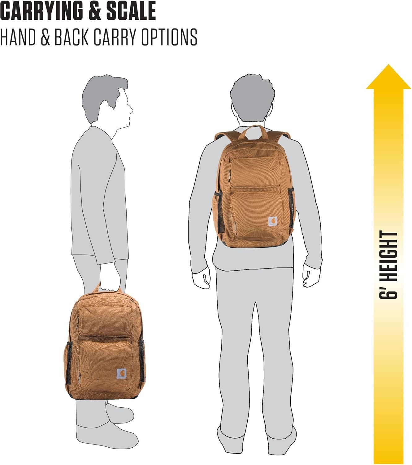 Carhartt 28L Dual-Compartment Backpack, Durable Pack with Laptop Sleeve and Duravax Abrasion Resistant Base, Black - Image 7