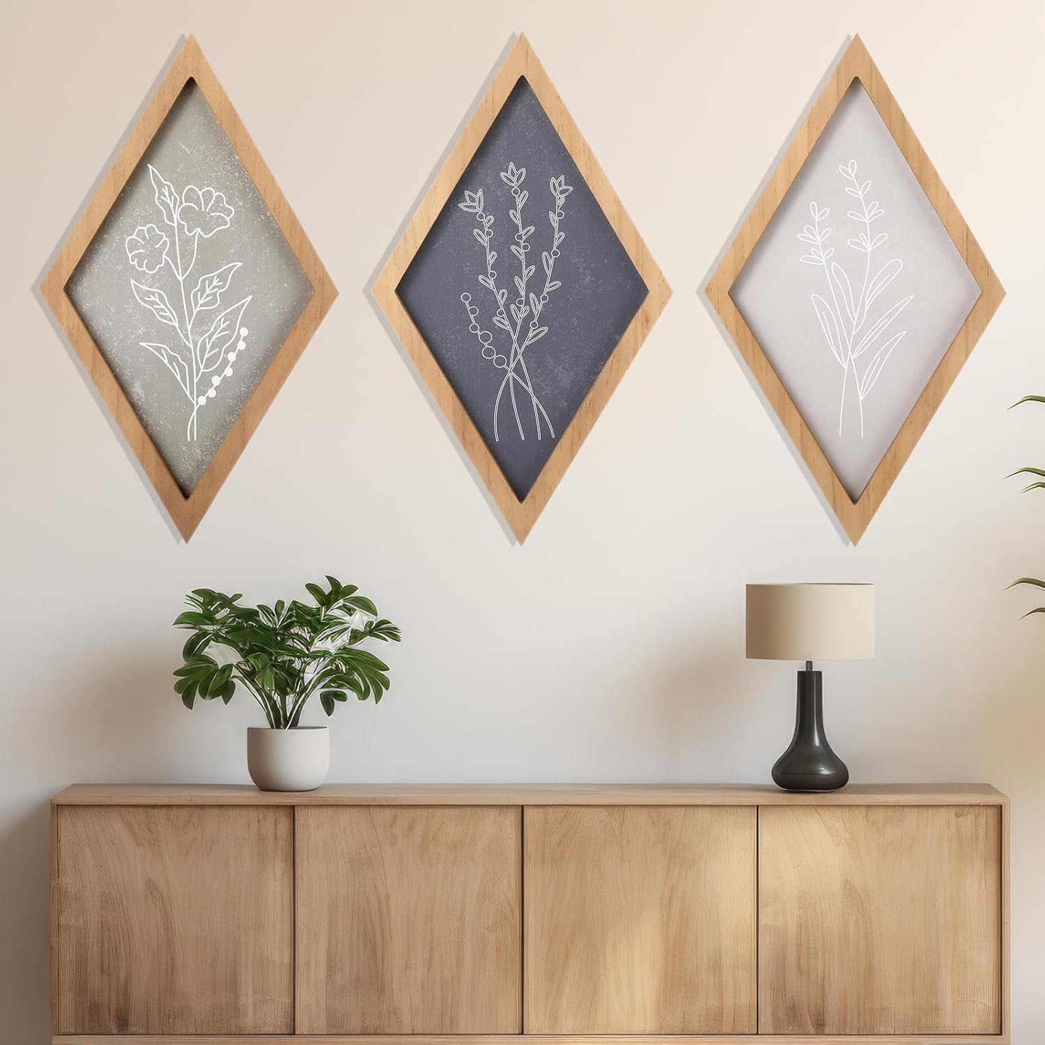 Yerliker 3 Pcs Botanical Wall Prints Wall Decor Set Boho Vintage Wall Art Plant Framed Wall Prints for Rustic Farmhouse Home Kitchen Bedroom, 13" x 8" (Gentle) - Image 6