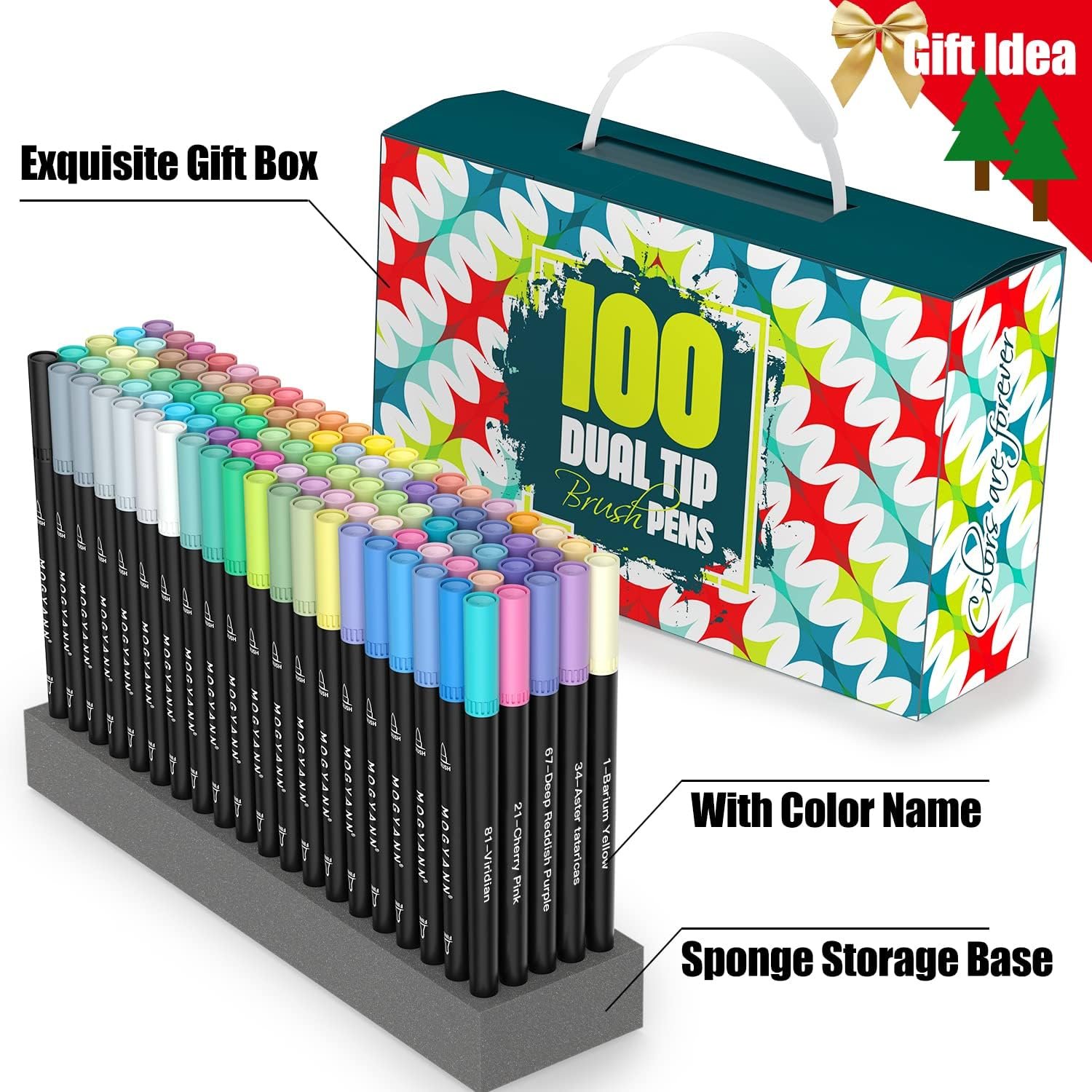 Mogyann Markers for Adult 100 Colors Dual Tip Pens with Fine and Brush Tip for Coloring and Calligraphy Drawing - Image 2