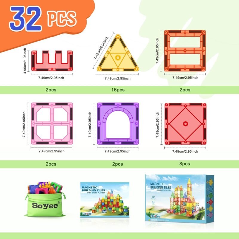 Magnetic Tiles Toddler Toys Magnetic Building Blocks for Kids Ages 3-12 STEM Educational Toys for Girls & Boys Sensory Play for Preschool Learning Classroom Must Have Decor - Image 5