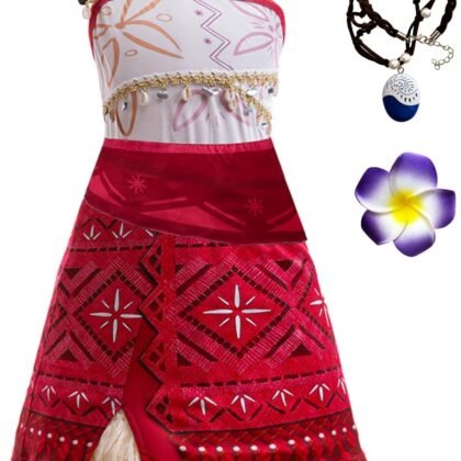 Xefenki 2024 New Princess Adventure Ocean Costume for Girls Toddler Deluxe One-shoulder Dress With Necklace and Hairpin 3-14Y