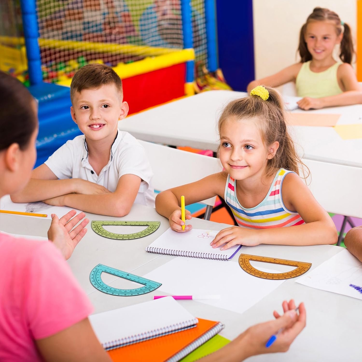 12 Pcs of Colorful Plastic Protractors 180 Degrees 6 Inches Mathematical Protractor Translucent Geometric for Learn Office Measurement Drawing - Image 5