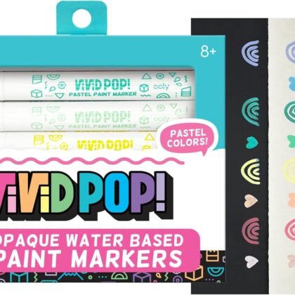 Ooly Vivid Pop Pastel Set of 8 Super Bright Water Based Paint Markers - Erases off Whiteboards, Windows, Mirrors- For Kids, Back to School Supplies, Art Projects, Paint Pen Marker for Kids