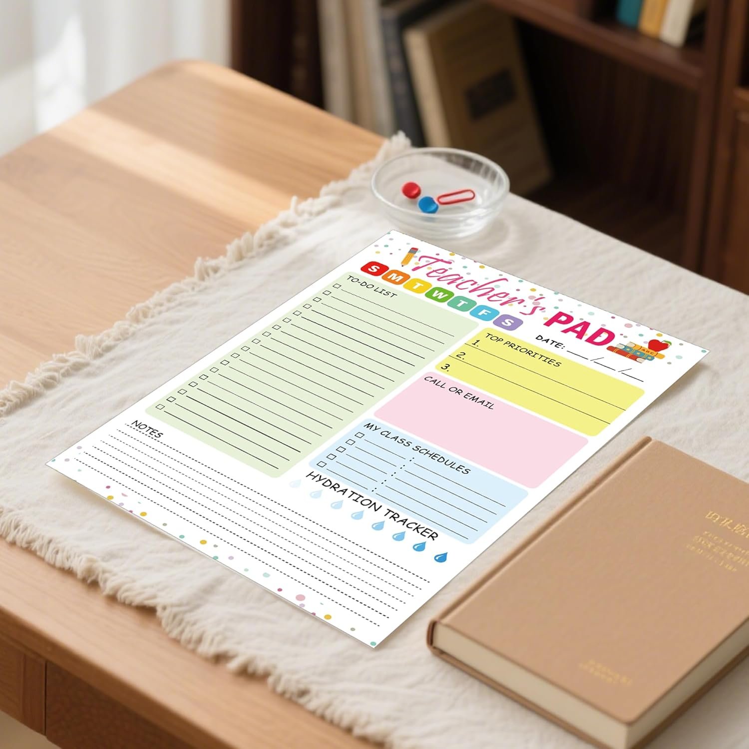 Teacher Notepad 5.5 x 8.3 Inch Checklist Daily Scheduler Sheets Tear-Off Daily to Do List Organizer Planner Sheets for Teachers Daily Tasks Notepad Appreciation 2 Pack - Image 6