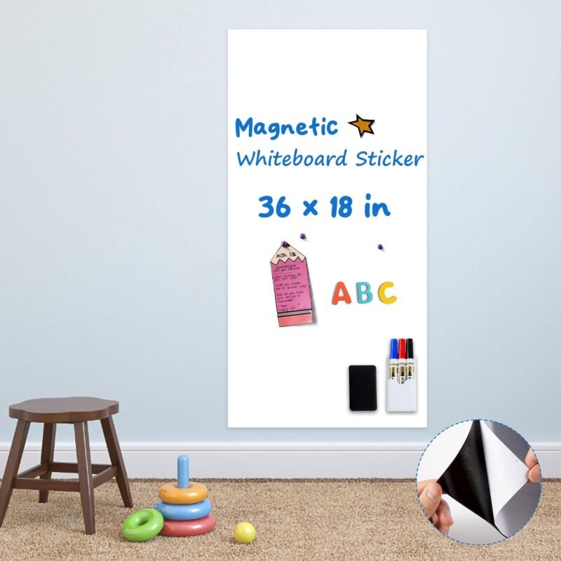 Magnetic Whiteboard Sticker - Adhesive Backing 36'' x 18'' Dry Erase Board for Wall Whiteboard Contact Paper for Office Home Include Starter Kit - Image 3