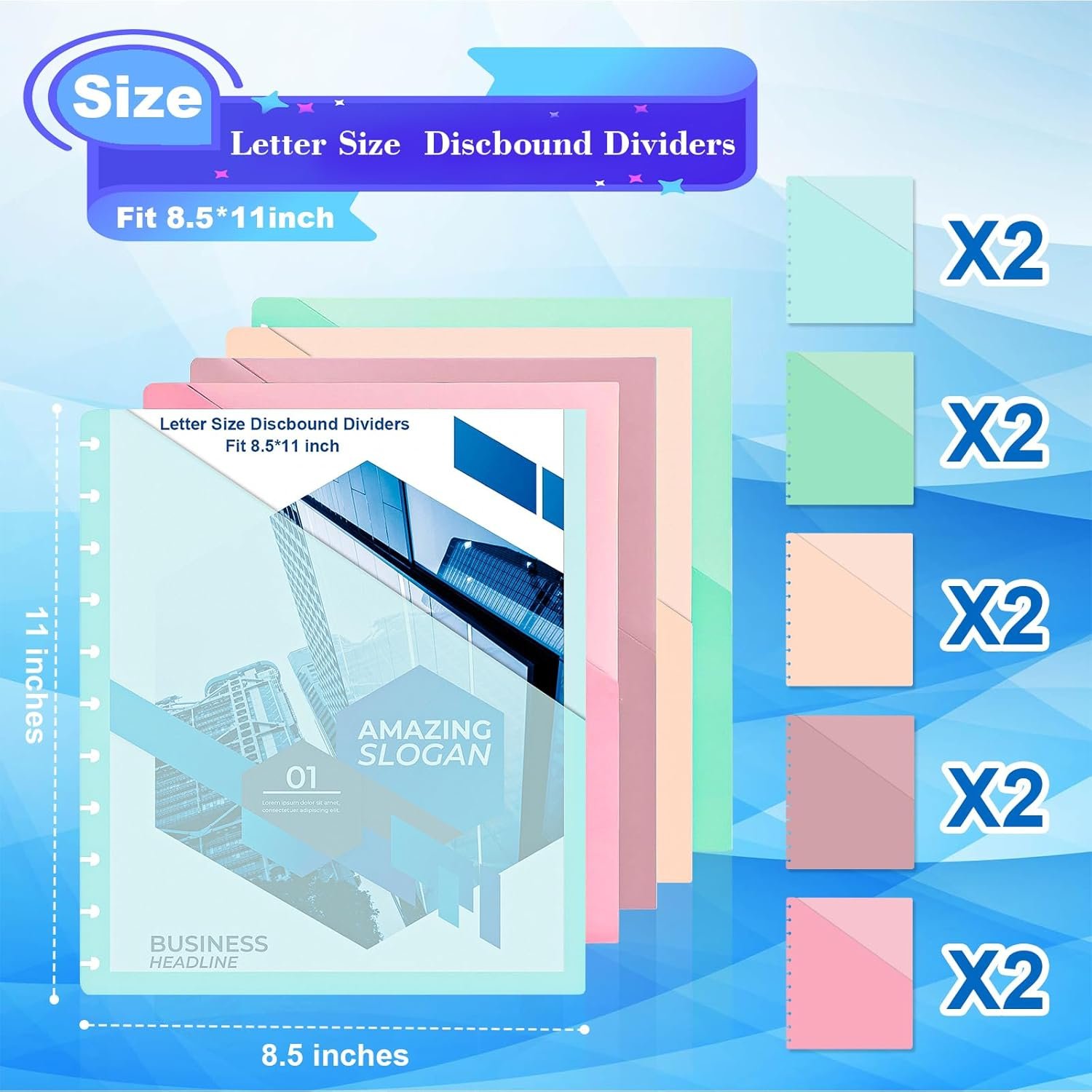 10 Pcs Discbound Letter Size Planner with 9.3 * 11inch Dividers and Pockets - 11 Disc Planner Folder Binder - Image 2