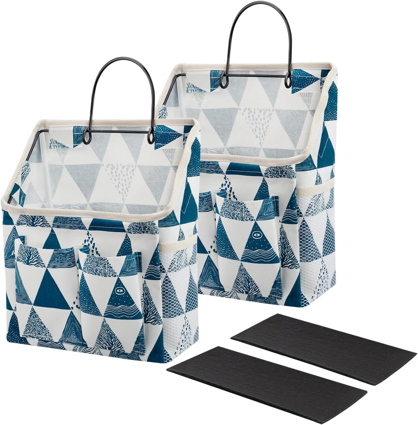 LYroo 2 Pack Wall Hanging Storage Bag Wall Hanging Organizer Basket with Pockets for Bathroom Bedroom Kitchen Dorm Room Essentials Rv Storage and Organization (Blue Triangle)
