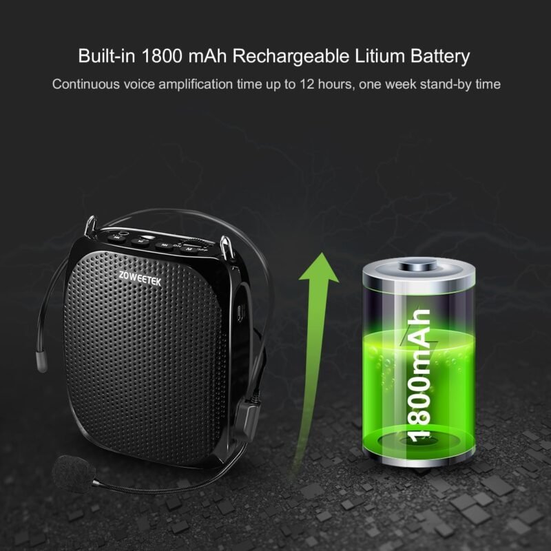 ZOWEETEK ZW-Z258 Portable Rechargeable Mini Voice Amplifier for Teachers with Wired Microphone Headset and Waistband,Supports MP3 Format Audio for Speech, Class, Training,Tour Guide,Power Amplifiers - Image 4