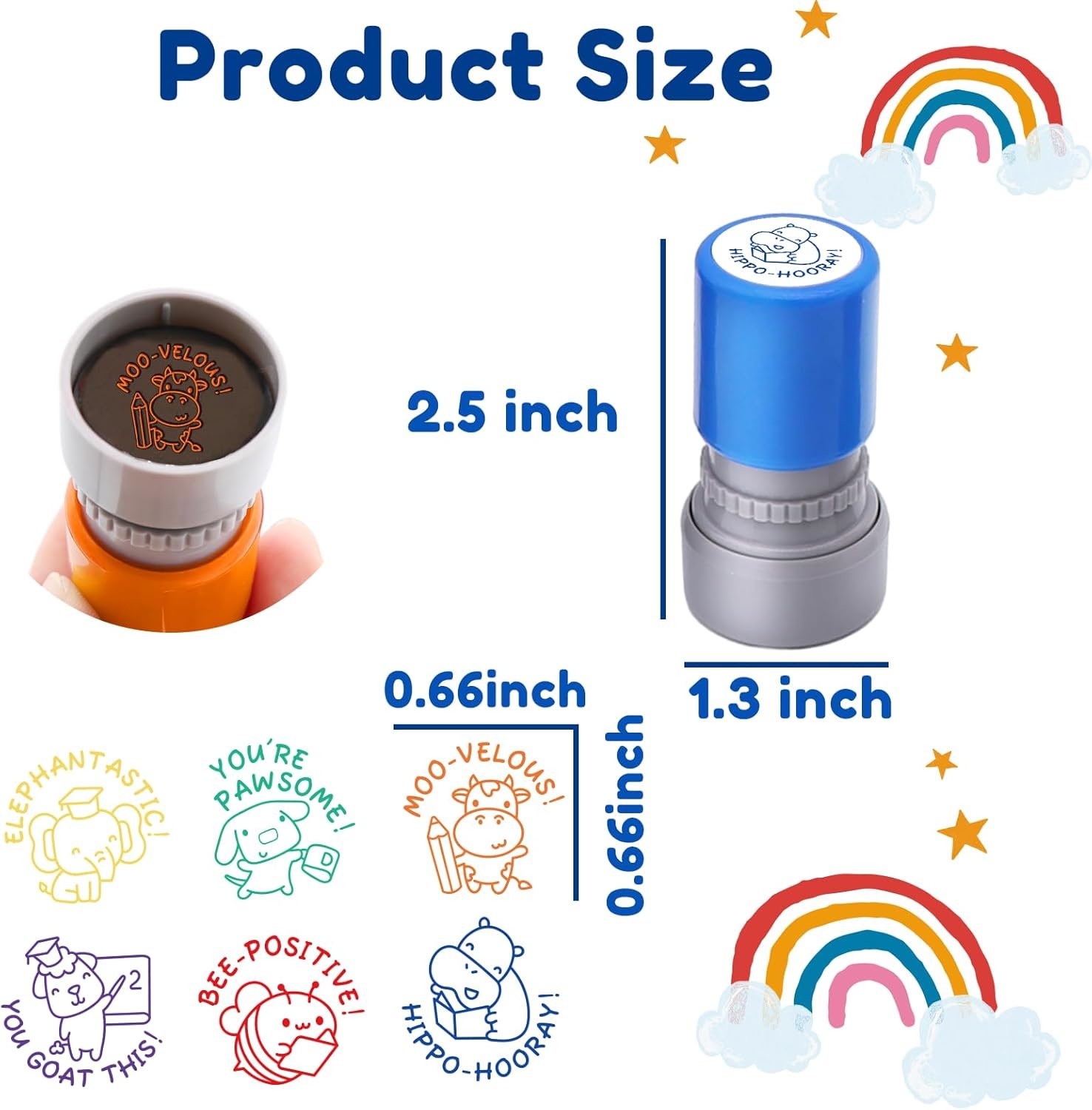 6-Piece Set of Teacher Stamps - Encouraging Animal Grading for Classroom Teacher Stamps for Grading Teacher Stamp Self Inking Stamp Behavior Stamps - Image 4