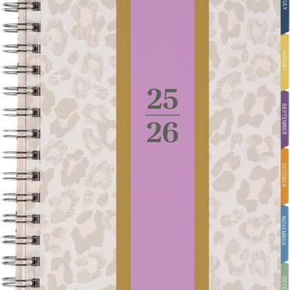 Inspired by Erin Condren 12-Month A5 Weekly Planner (Jul 2025 - Jun 2026), Compact Weekly and Monthly Planner Calendar, 70 Lb. Text Weight Paper, Leopard Era Covers, Wire-O Spiral Binding
