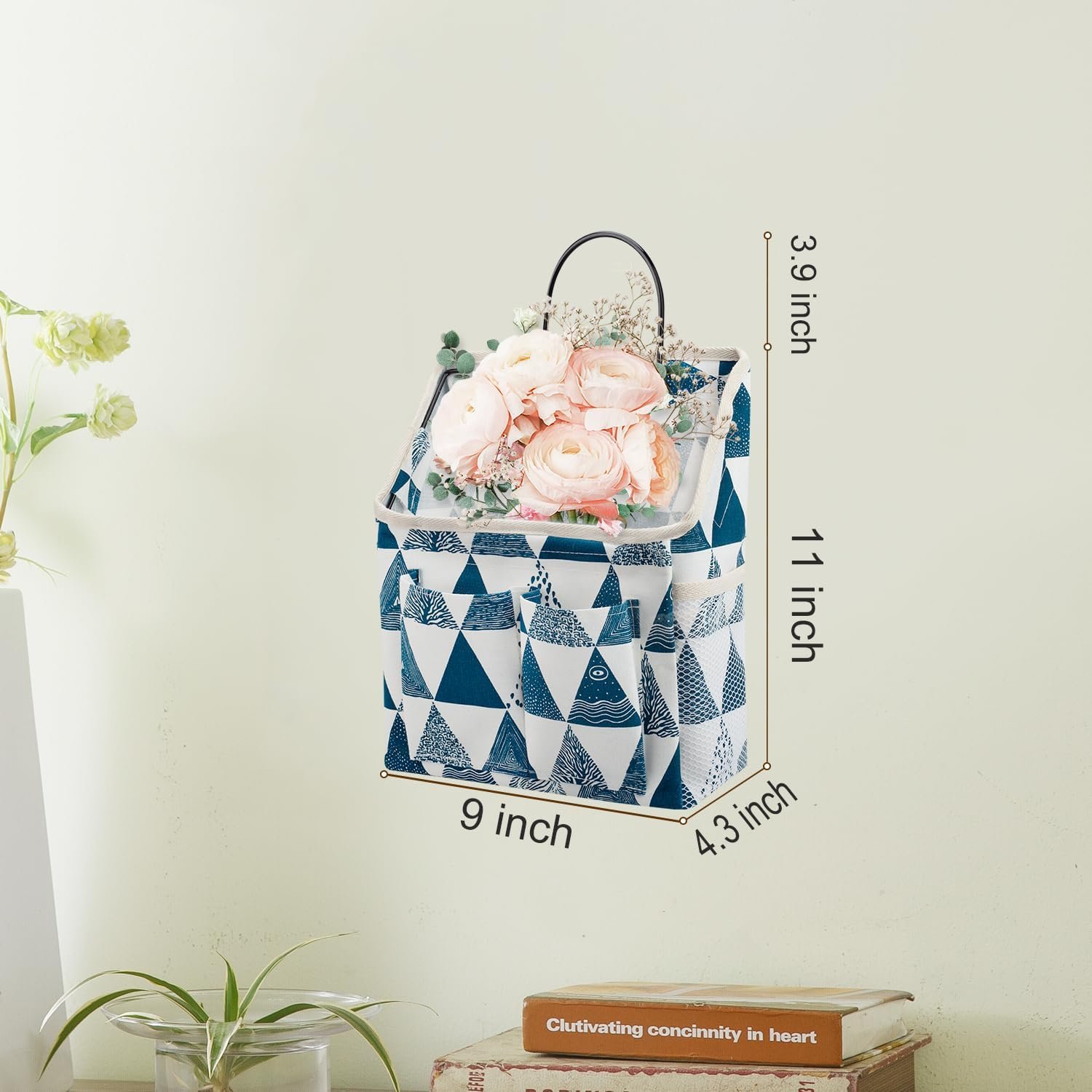 LYroo 2 Pack Wall Hanging Storage Bag Wall Hanging Organizer Basket with Pockets for Bathroom Bedroom Kitchen Dorm Room Essentials Rv Storage and Organization (Blue Triangle) - Image 4