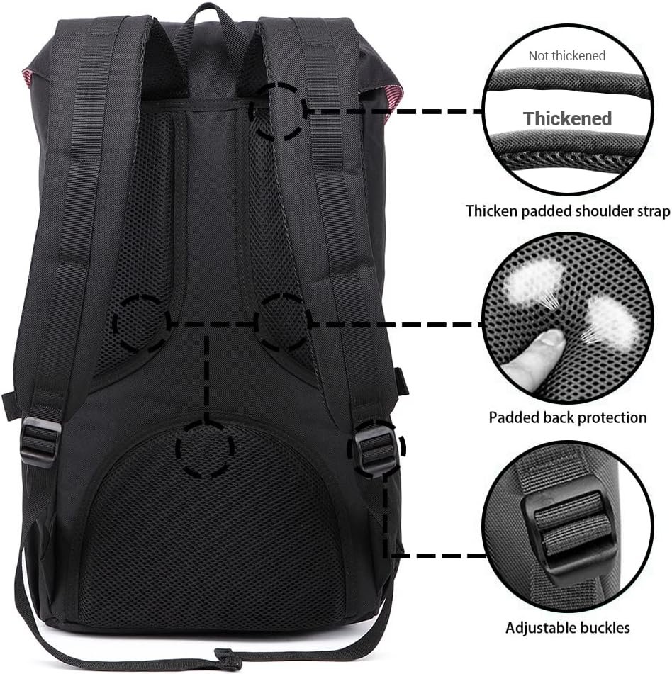 KAUKKO Travel Laptop Backpack Outdoor Rucksack Causal backpack Fits 15.6"(Nylon Black) - Image 5