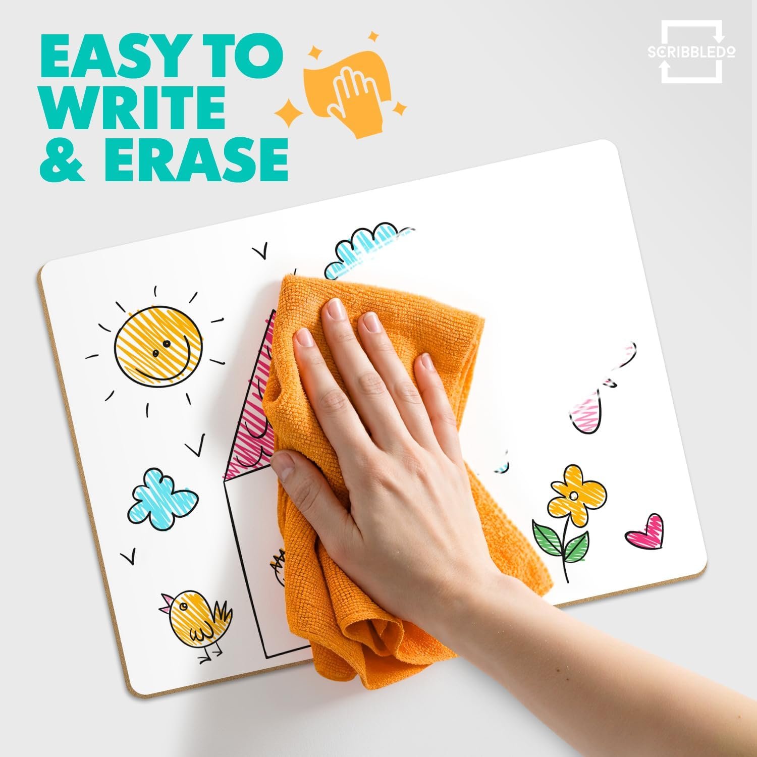 Scribbledo 2 Pack 9x12 Inch Small White Board and Mini Dry Erase Board Handheld Whiteboards for Students, Home, Office, and Kitchen Use, Dry Erase Boards - Image 5