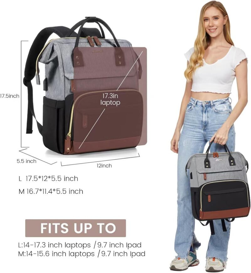 LOVEVOOK Laptop Backpack for Women, 15.6 Inch Work Business Backpacks Purse With Large Capacity, Waterproof Nurse Bag College Bookbag for School, Waterproof Casual Daypack for Travel - Image 5