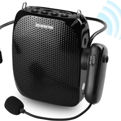 ZOWEETEK Original Voice Amplifier for Teachers with 2 Microphones, Wireless Voice Amplifier Microphone Headset, Portable Speaker Megaphone for Classroom, Training, Teaching, Yoga, Meeting, Speech