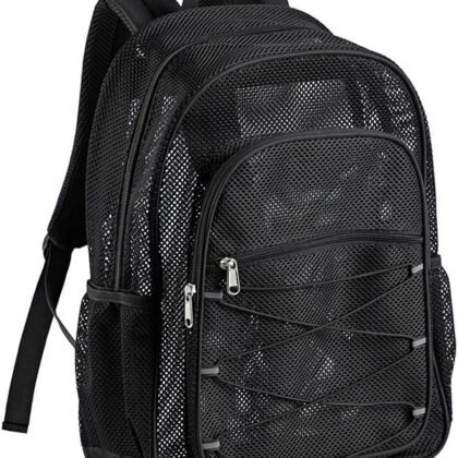 COVAX Heavy Duty Mesh Backpack, See Through College Backpack, Semi-transparent Mesh Bookbag with Bungee and Comfort Padded Straps for Commuting, Swimming, Beach, Outdoor Sports