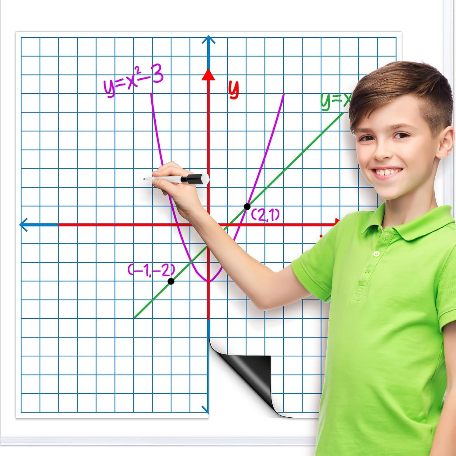 Giant Magnetic XY Coordinate Graph Grid Paper,Dry Erase Chart Paper for Whiteboard Homeschool Teacher Must Haves,Math Classroom Teaching Supplies Math Manipulatives